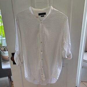 Zara Man Textured White Button Down Shirt